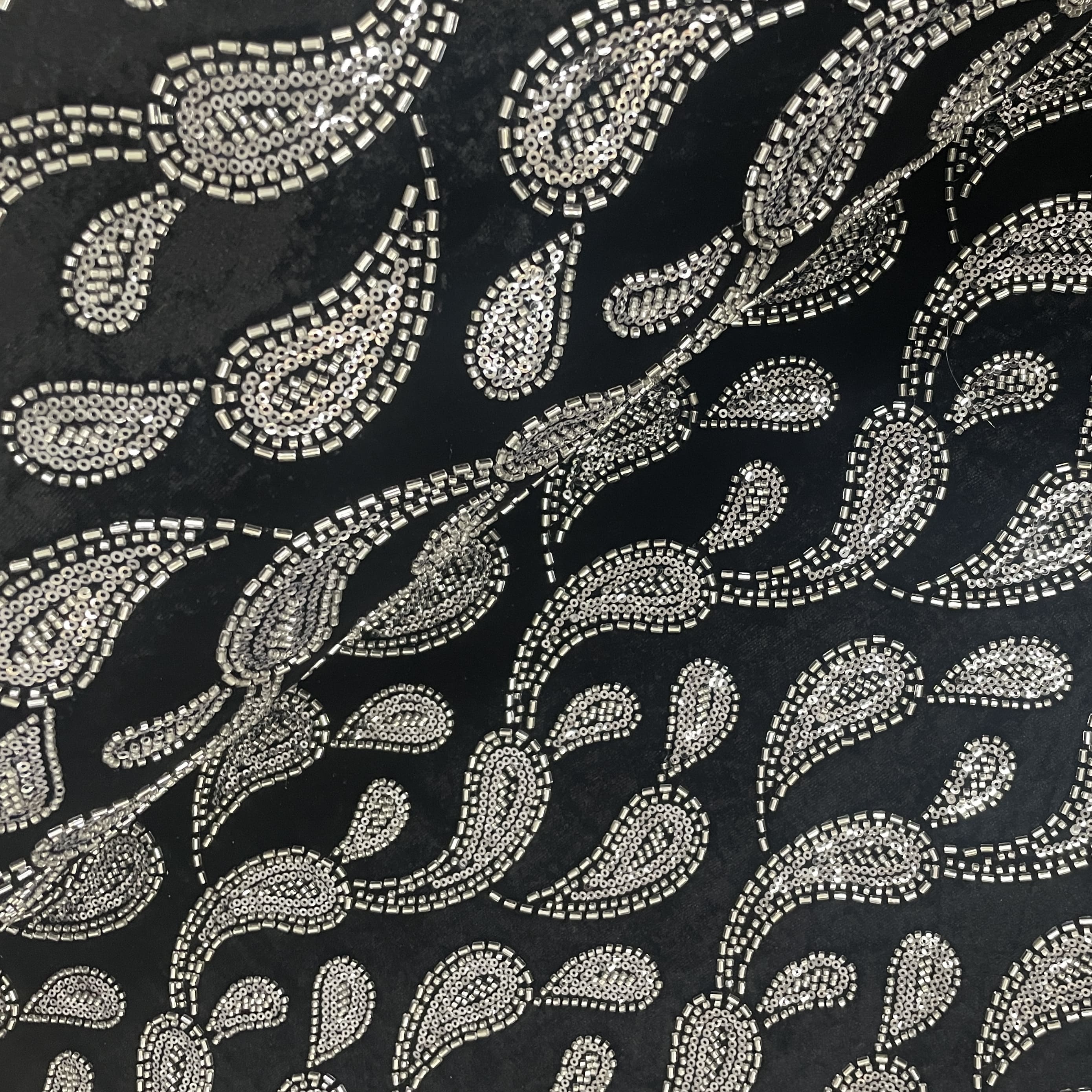 Black Paisley Velvet Fabric 19347