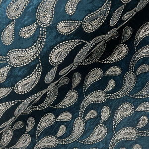 Royal Blue Paisley Velvet Fabric 19350