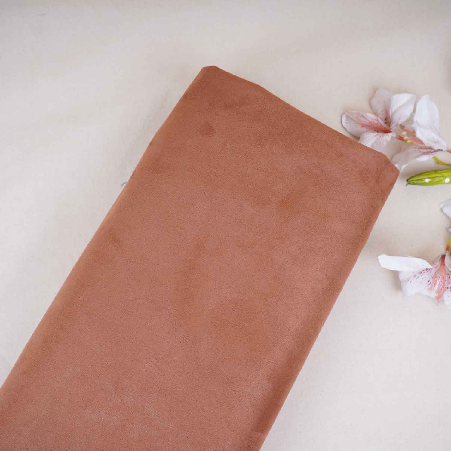 Light Brown Solid Suede Fabric PDM-29194 - TradeUNO