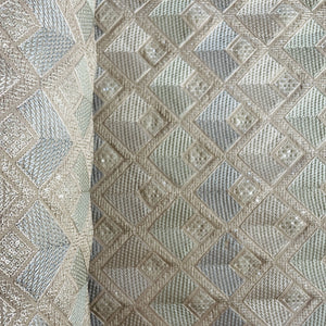 Brown Thread Sequins Embroidery Russian Silk Fabric 19537