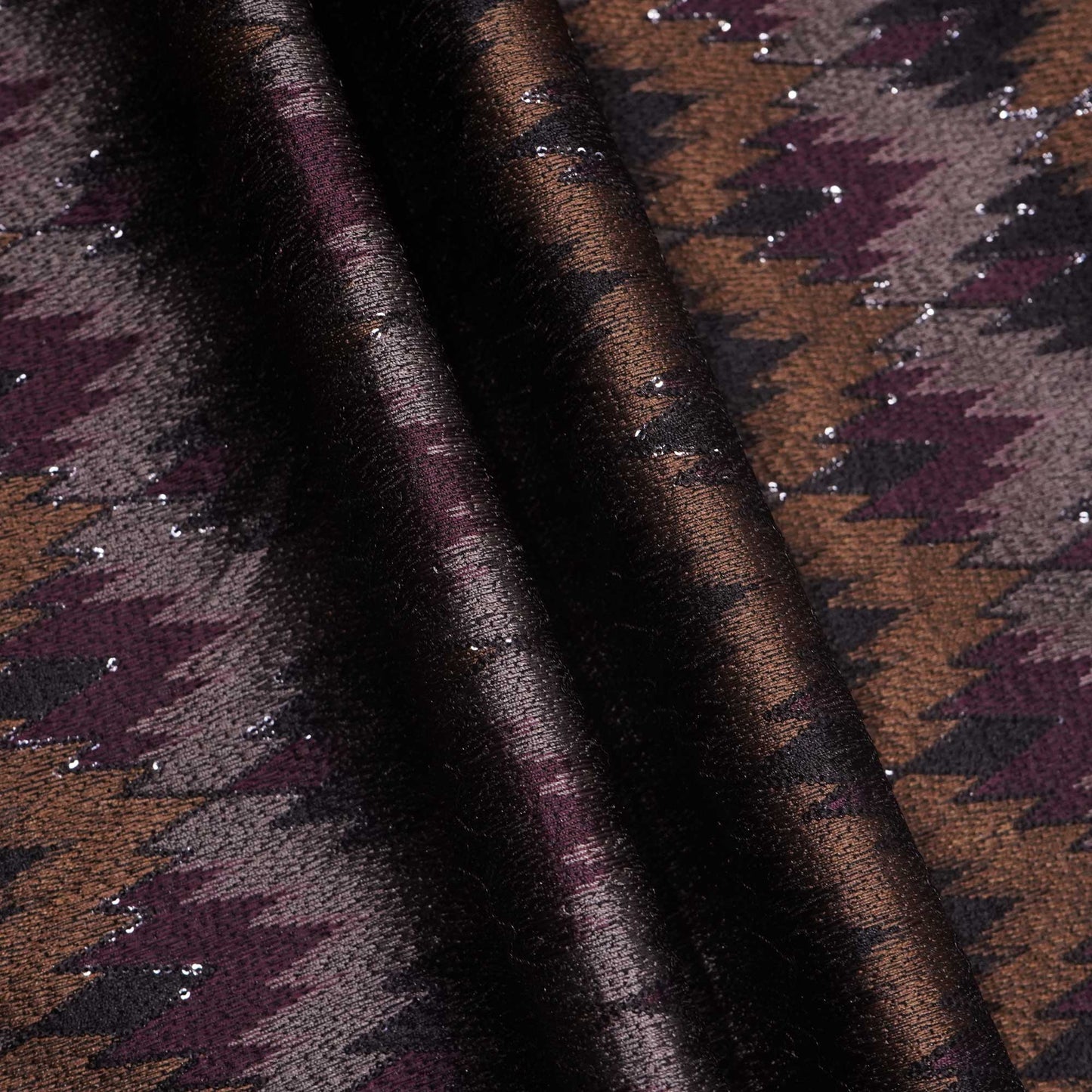 Black Thread Sequins Embroidery Russian Silk Fabric 7542 SB-19538