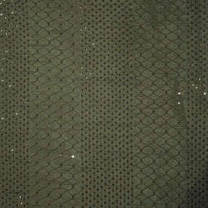 Military Green Thread Sequins Embroidery Russian Silk Fabric 7325 SB-19547