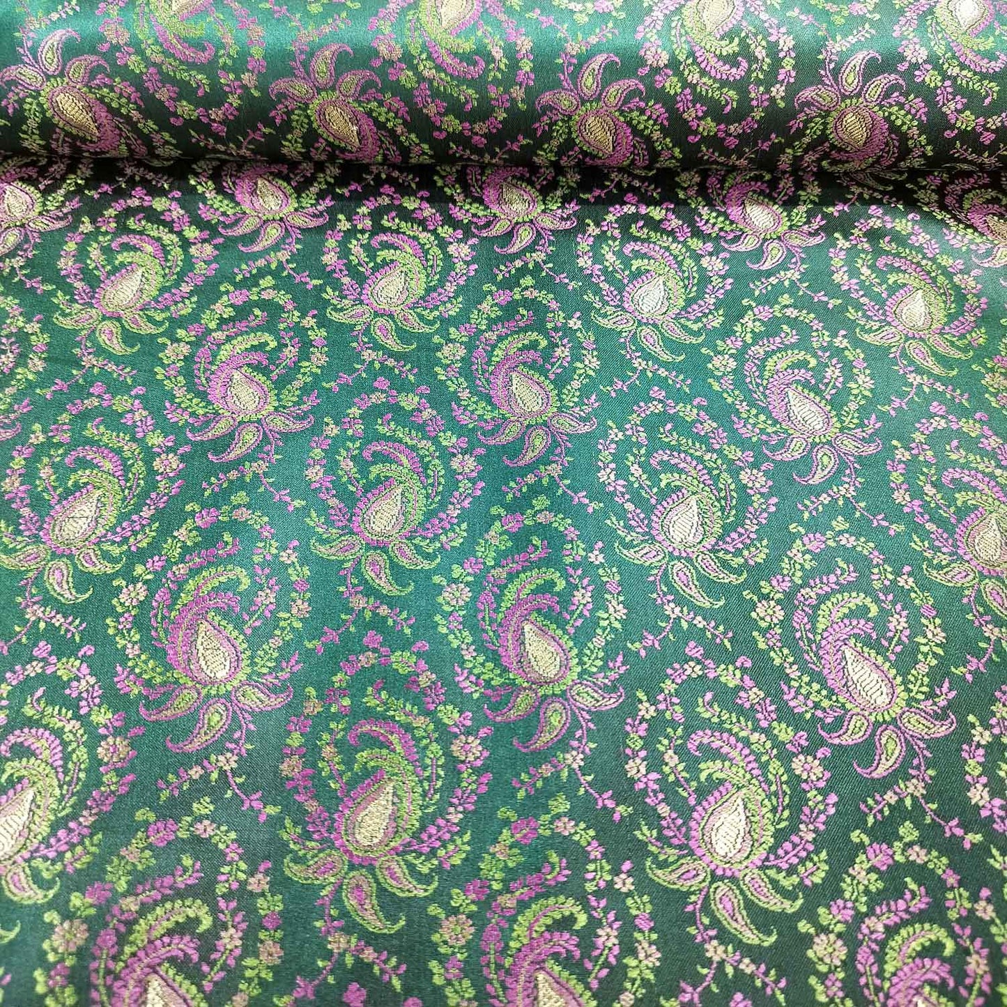 Dark Green Tanchui Silk Fabric KR-19583
