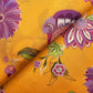 Orange Floral Print Upada Silk Fabric 19600