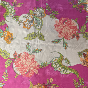 Pink Floral Print Upada Silk Fabric 19601