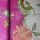 Pink Floral Print Upada Silk Fabric 19601