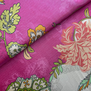 Pink Floral Print Upada Silk Fabric 19601