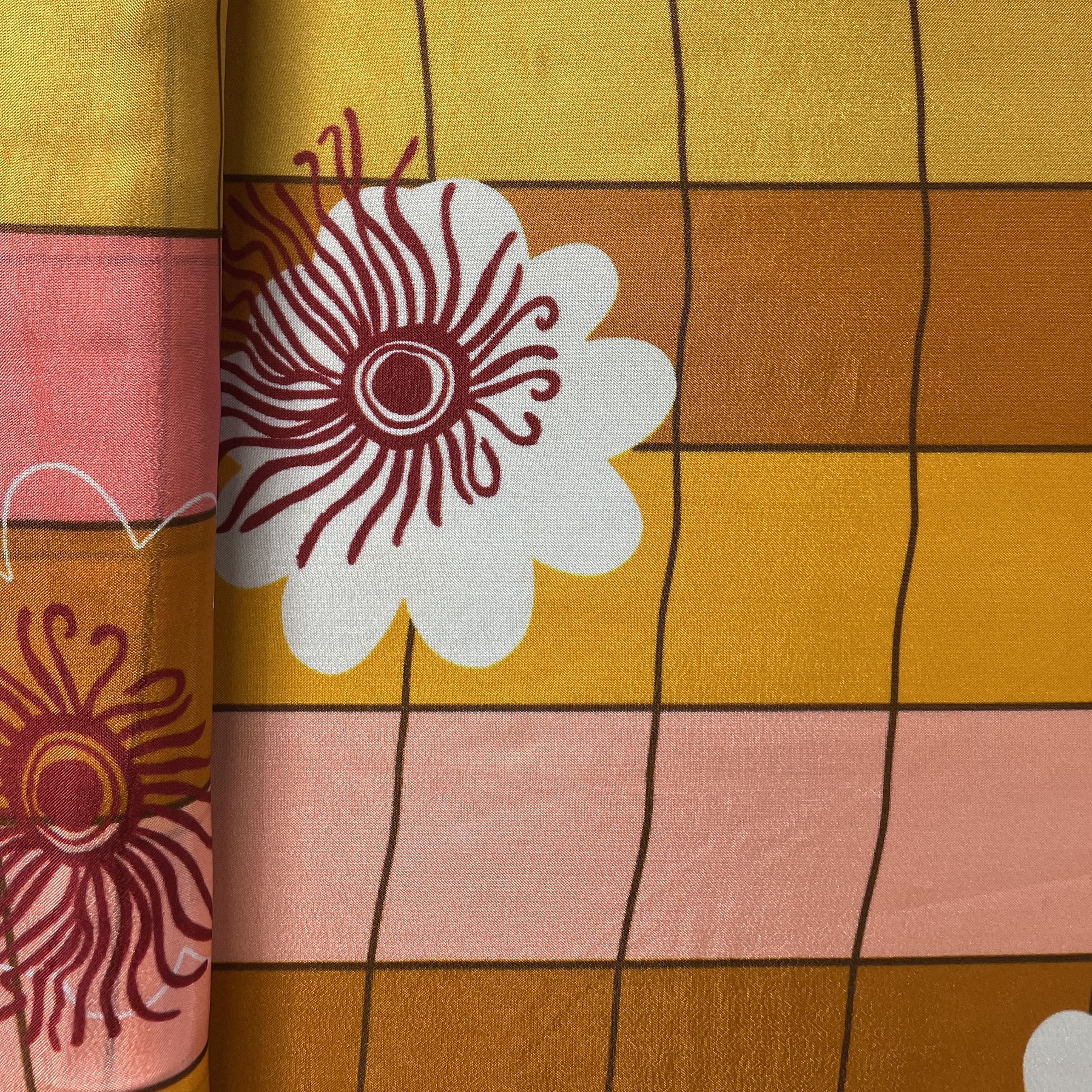 Multicolor Geomatrical Floral Print Upada Silk Fabric 19602
