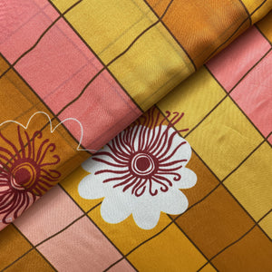 Multicolor Geomatrical Floral Print Upada Silk Fabric 19602