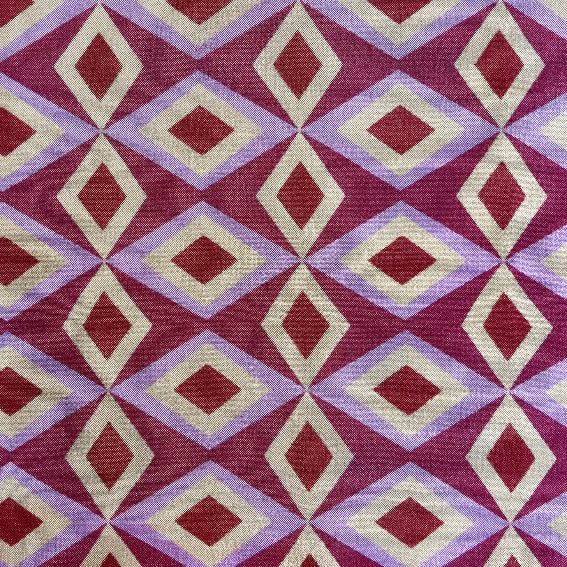 Red Geomatrical Print Upada Silk Fabric 19614