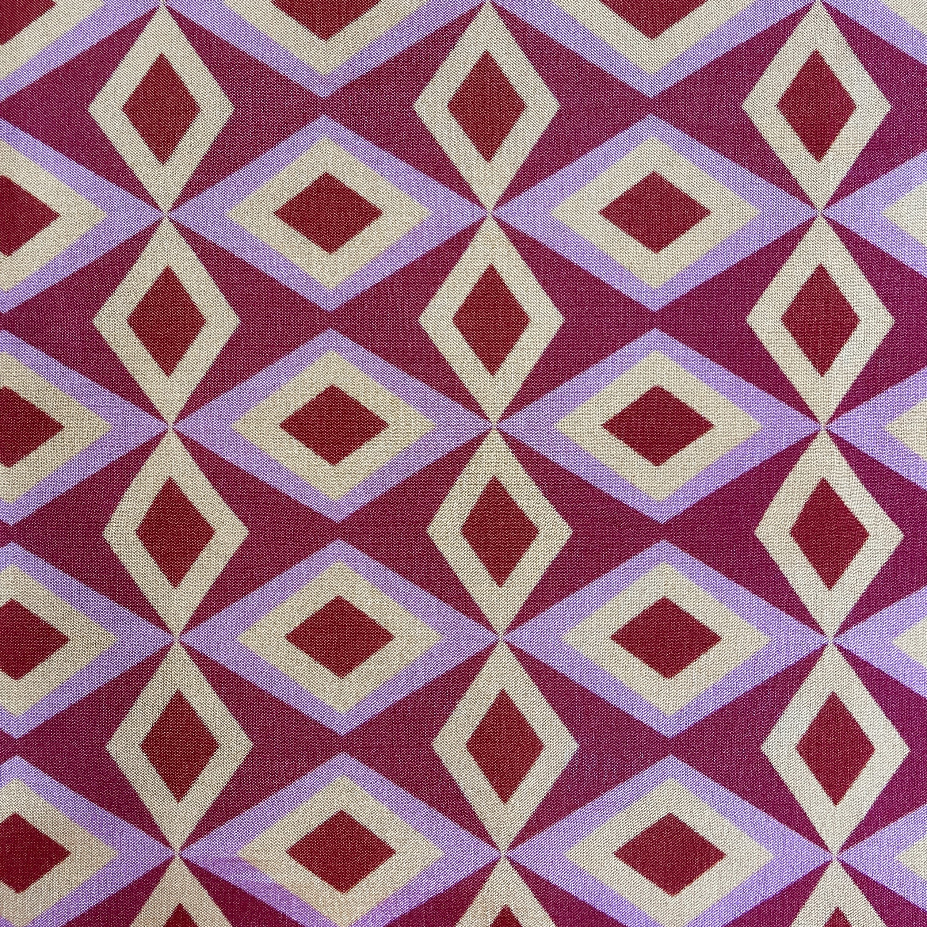 Red Geomatrical Print Upada Silk Fabric 19614