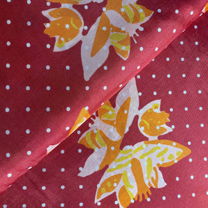 Red Floral Print Upada Silk Fabric 19619
