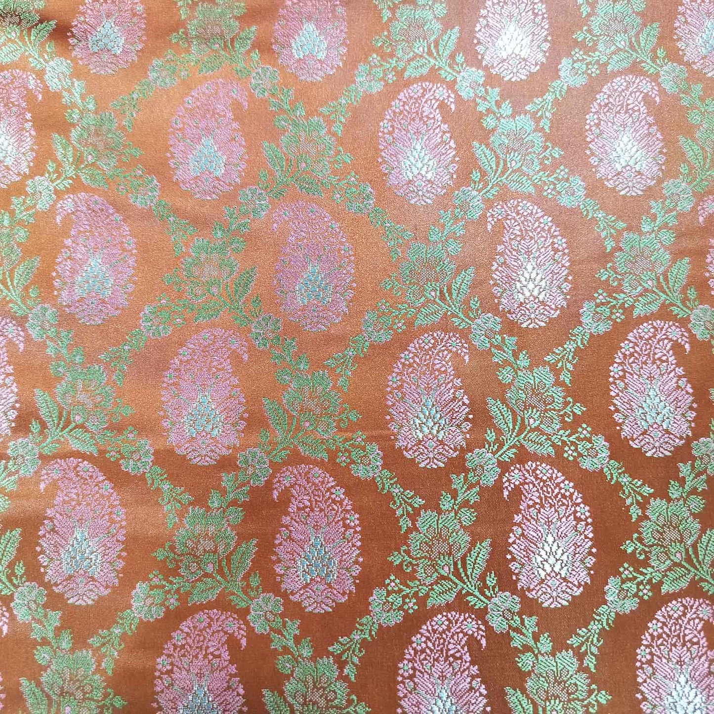 Orange Paisley Tanchui Silk Fabric KR-19627