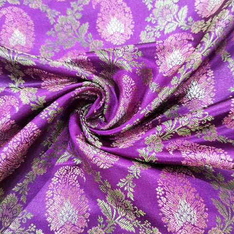 Purple Paisley Tanchui Silk Fabric KR-19629