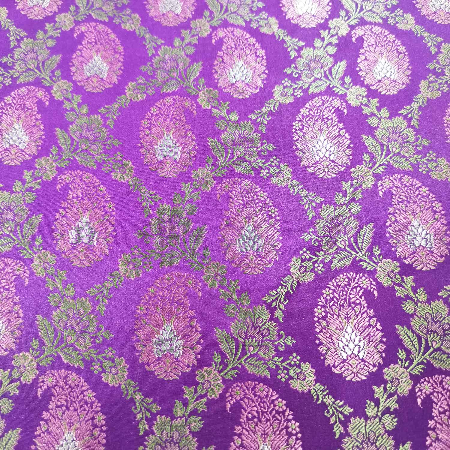 Purple Paisley Tanchui Silk Fabric KR-19629