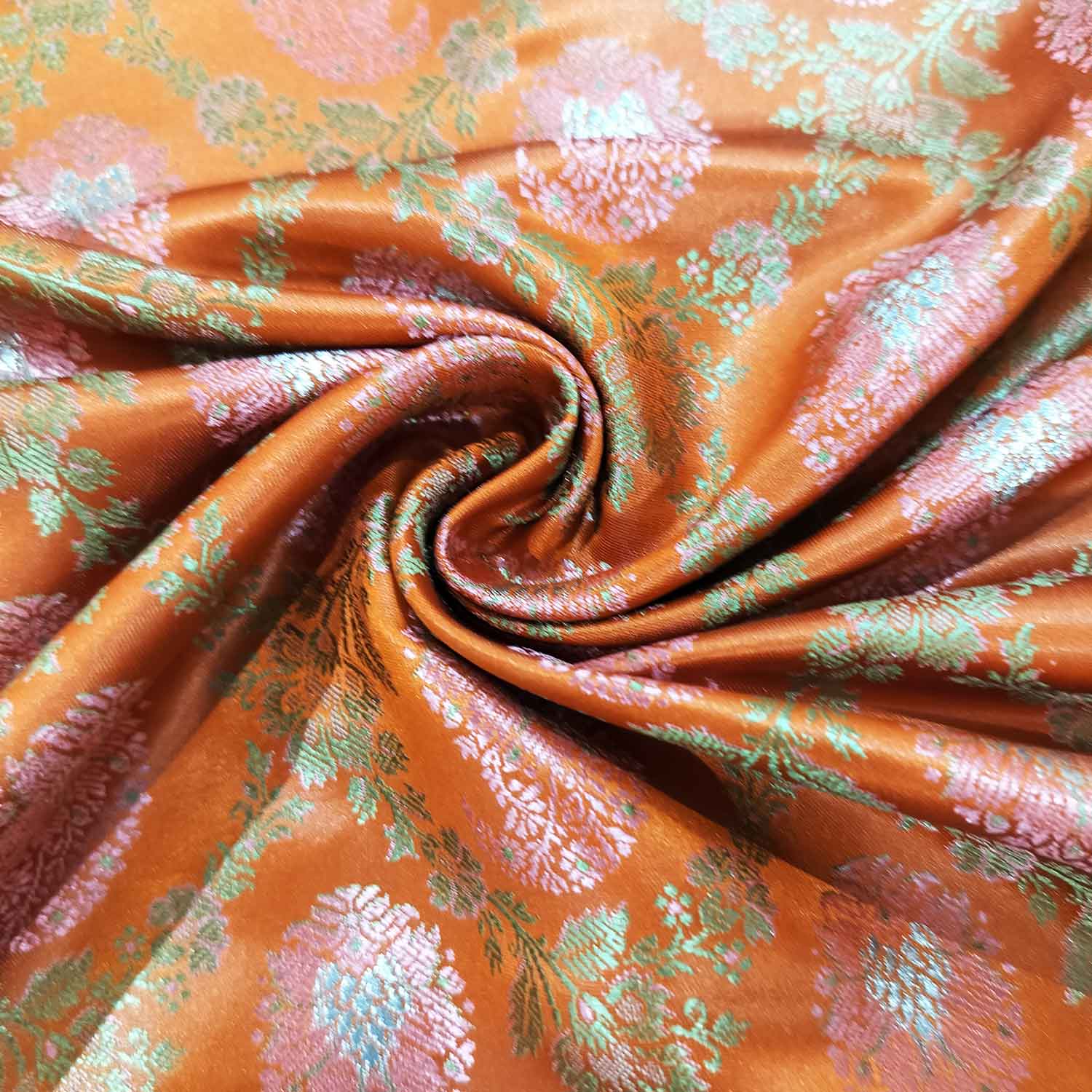 Orange Paisley Tanchui Silk Fabric KR-19633