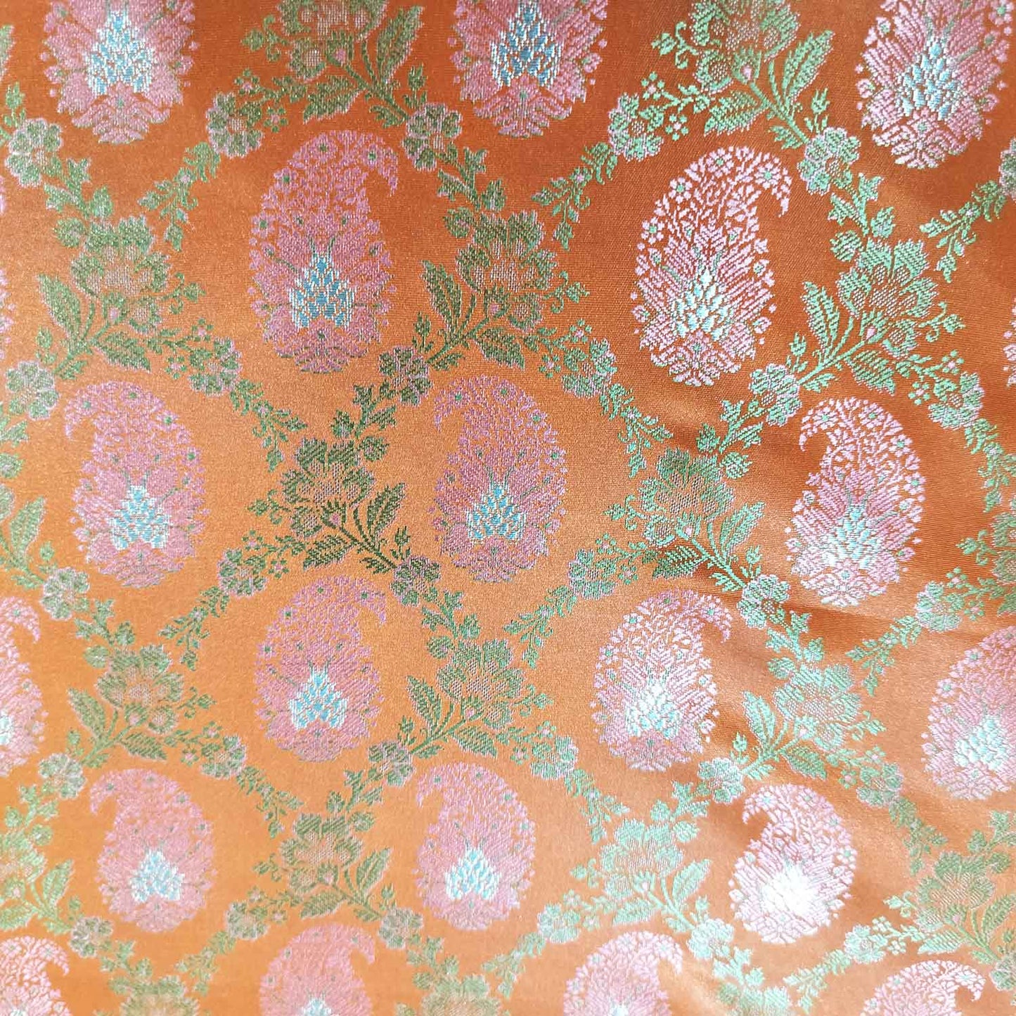 Orange Paisley Tanchui Silk Fabric KR-19633