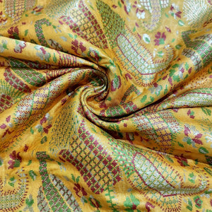 Yellow Khinkhwab Brocade Silk Fabric 354 KR-19653