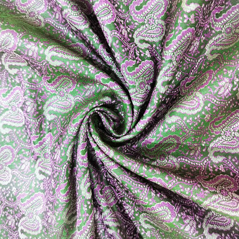 Green Paisley Tanchui Silk Fabric KR-19656