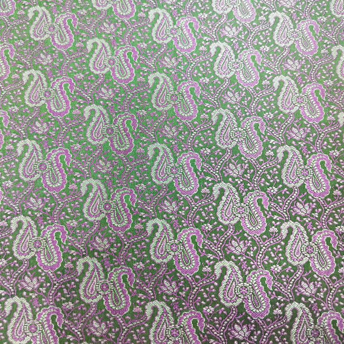 Green Paisley Tanchui Silk Fabric KR-19656