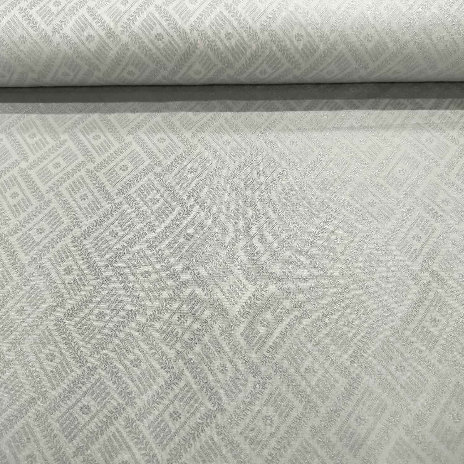 Grey Self Tanchui Cotton Silk Fabric KR-19658