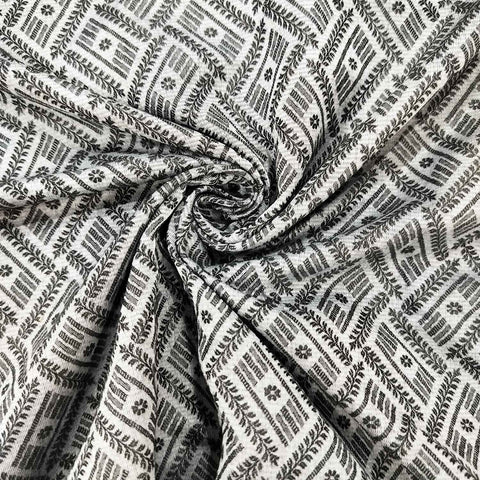 Black & White Self Tanchui Cotton Silk Fabric KR-19663