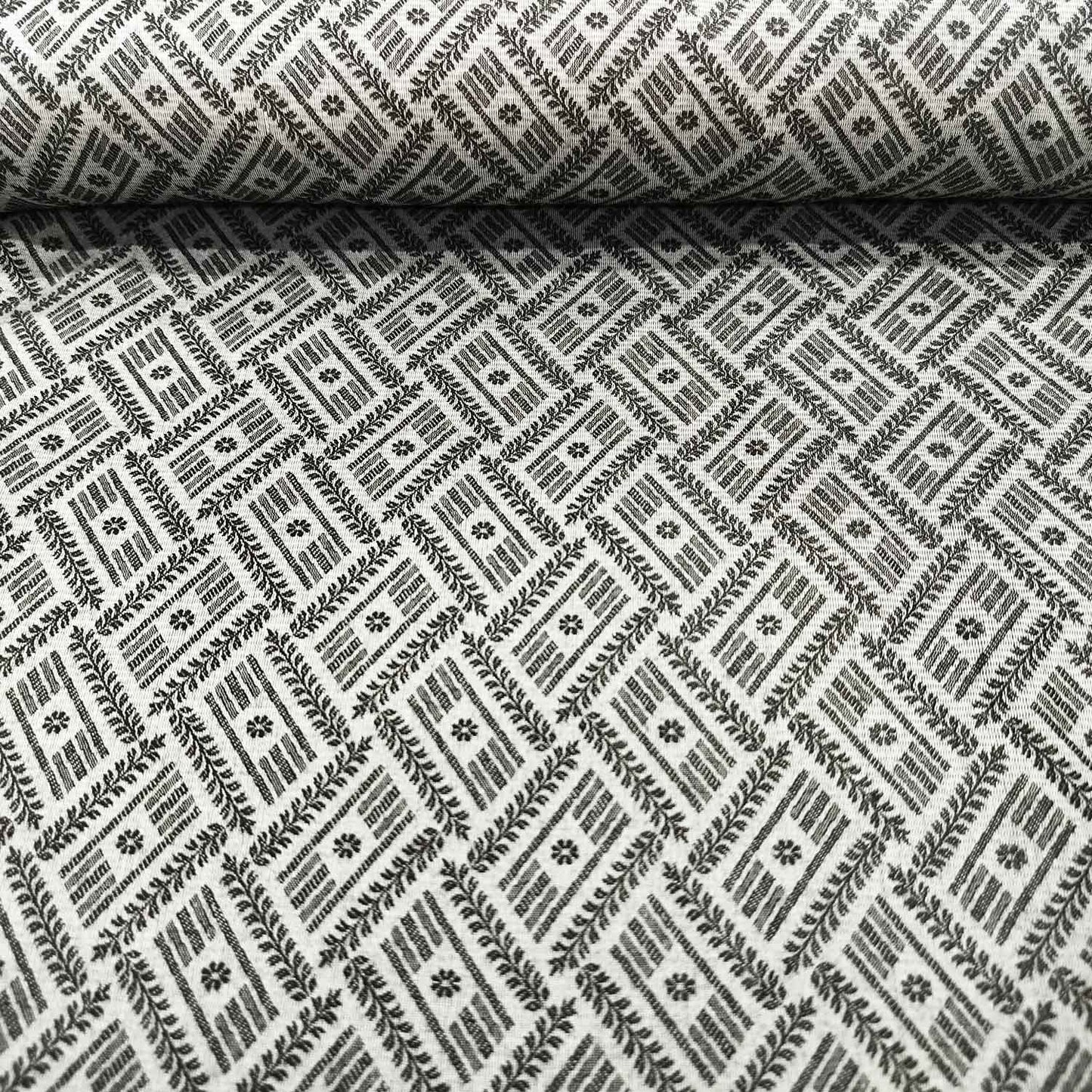 Black & White Self Tanchui Cotton Silk Fabric KR-19663