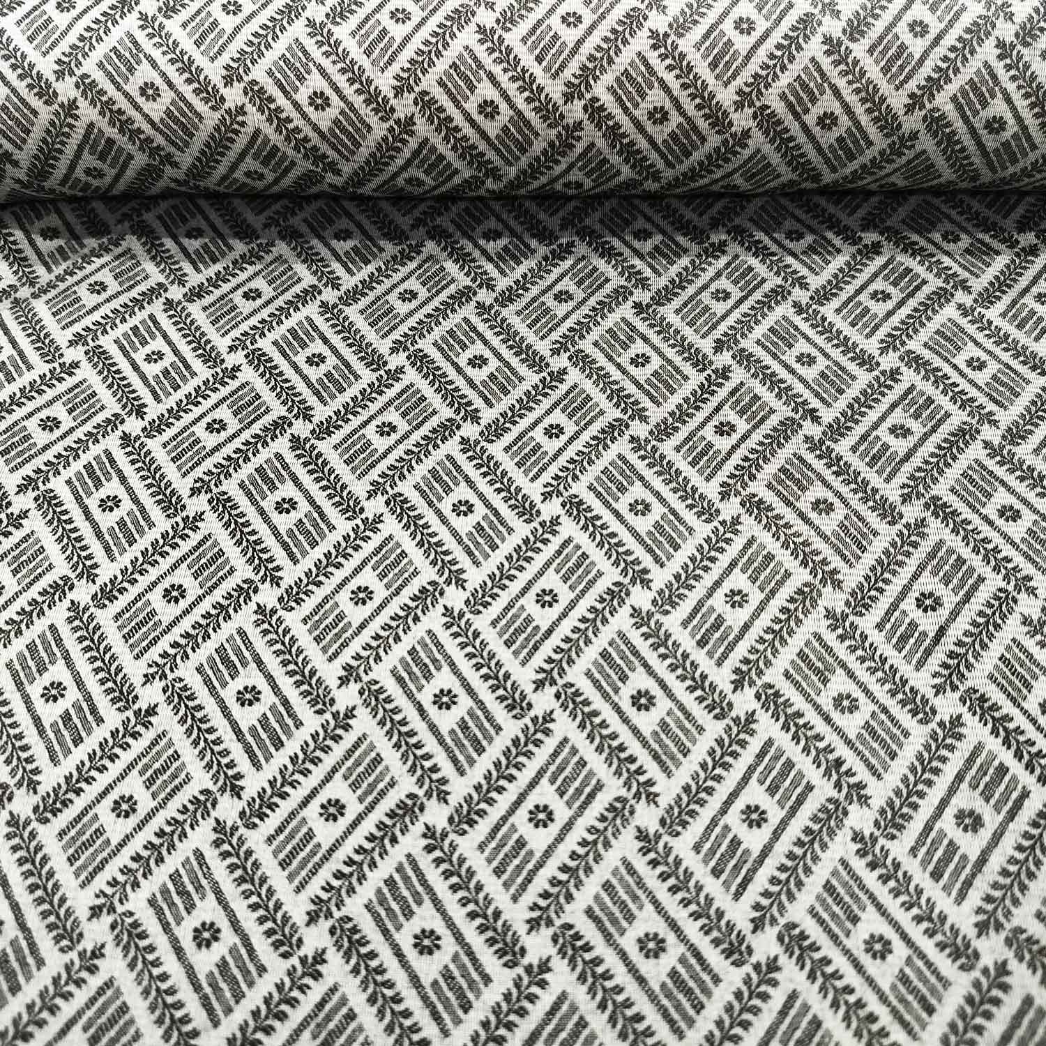 Black & White Self Tanchui Cotton Silk Fabric KR-19663