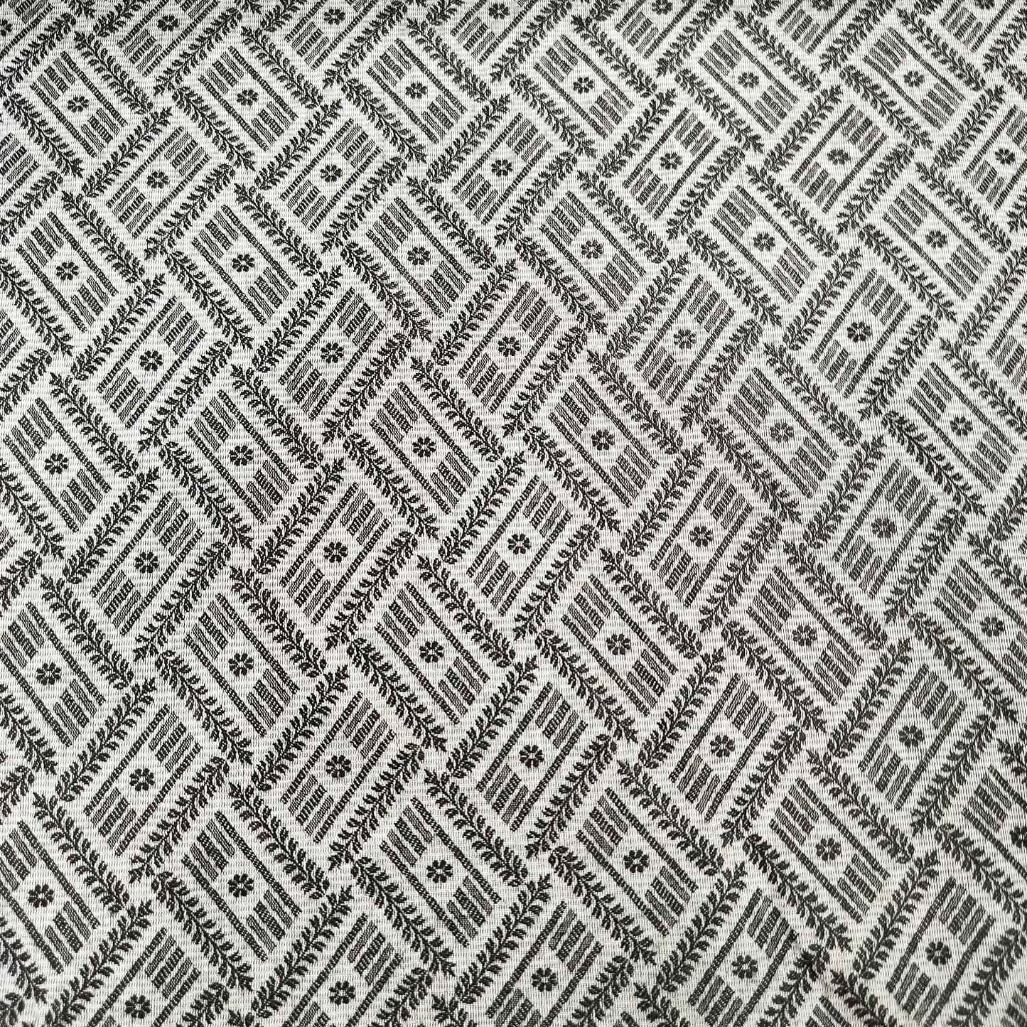 Black & White Self Tanchui Cotton Silk Fabric KR-19663
