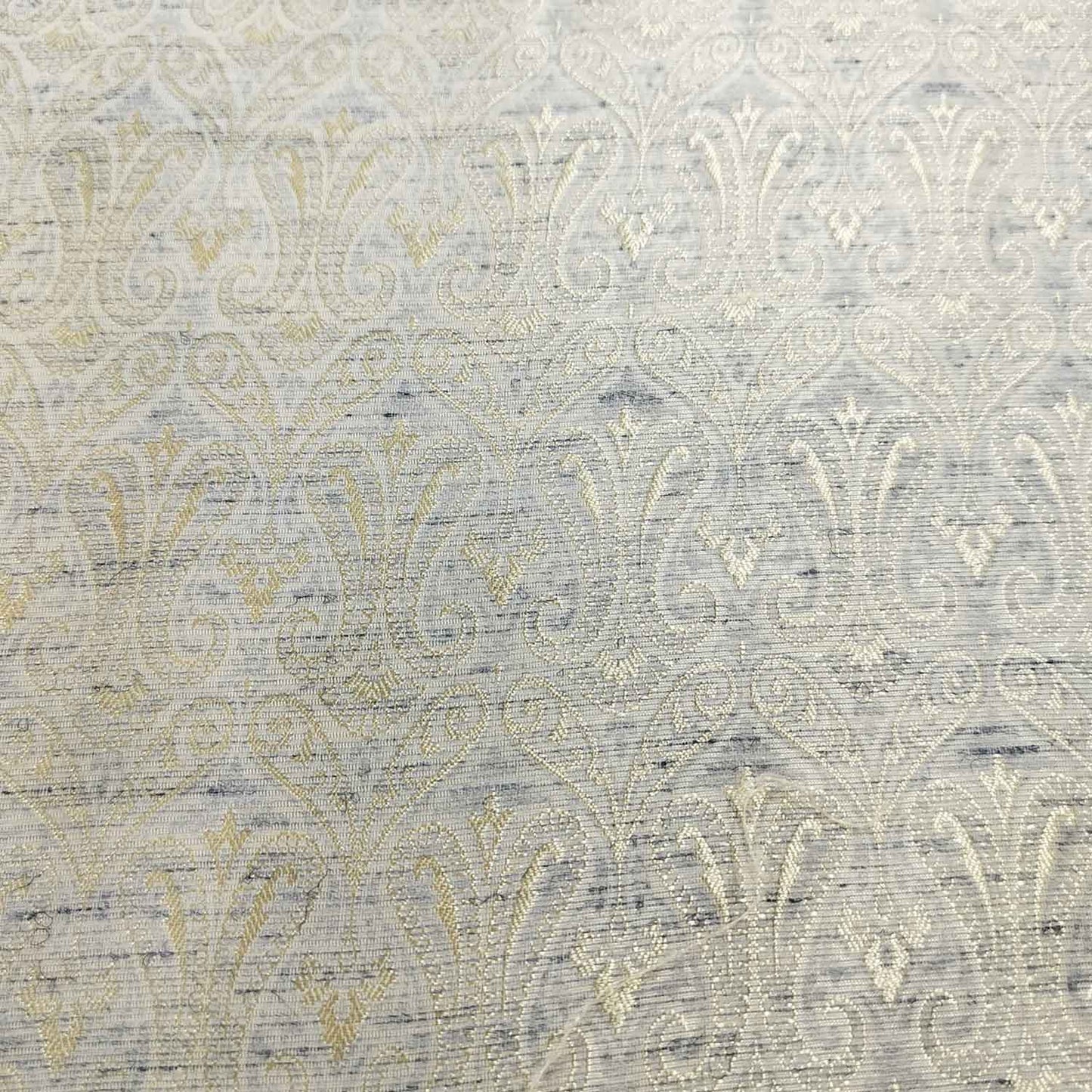 Grey Paisley Tanchui Cotton Silk Fabric KR-19664