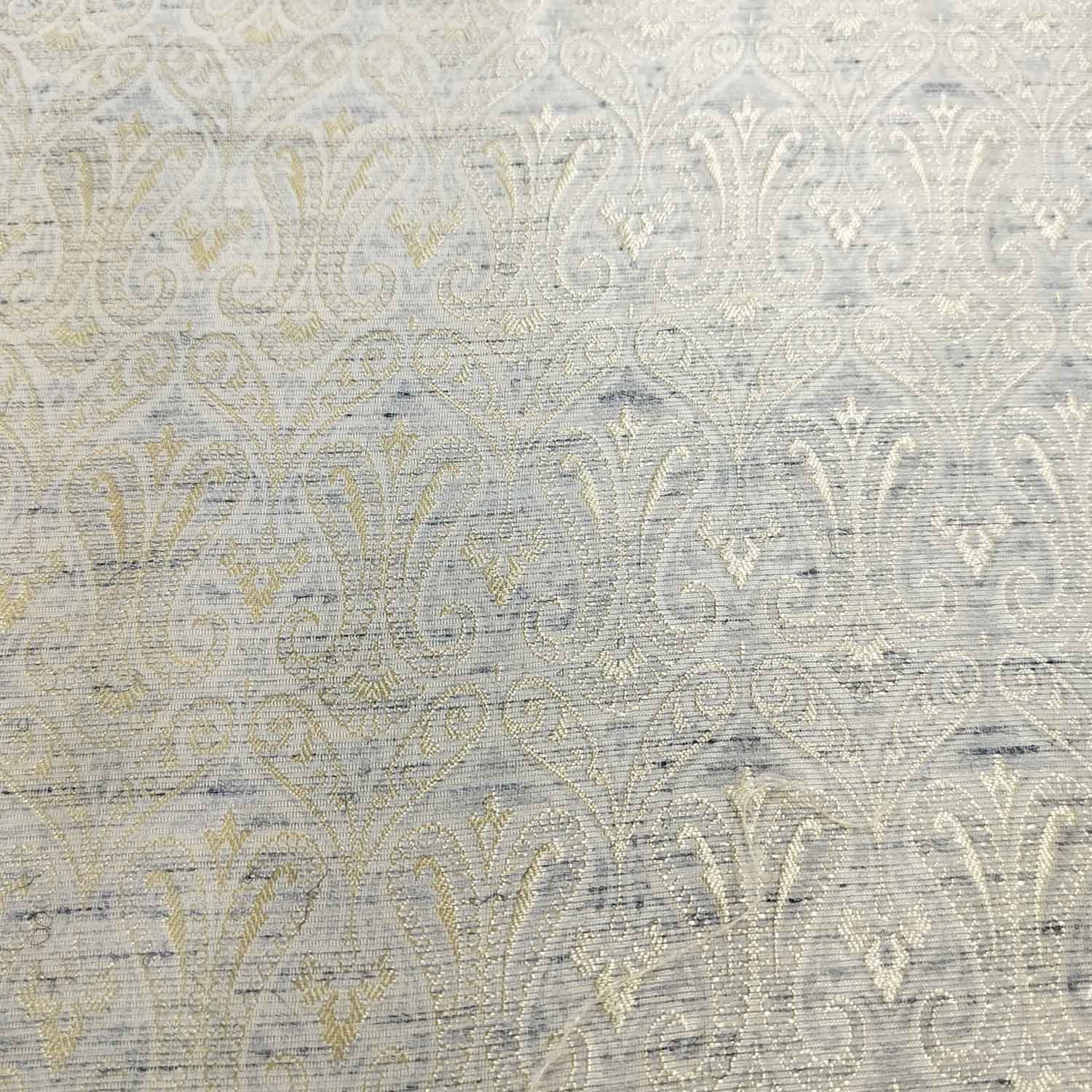 Grey Paisley Tanchui Cotton Silk Fabric KR-19664