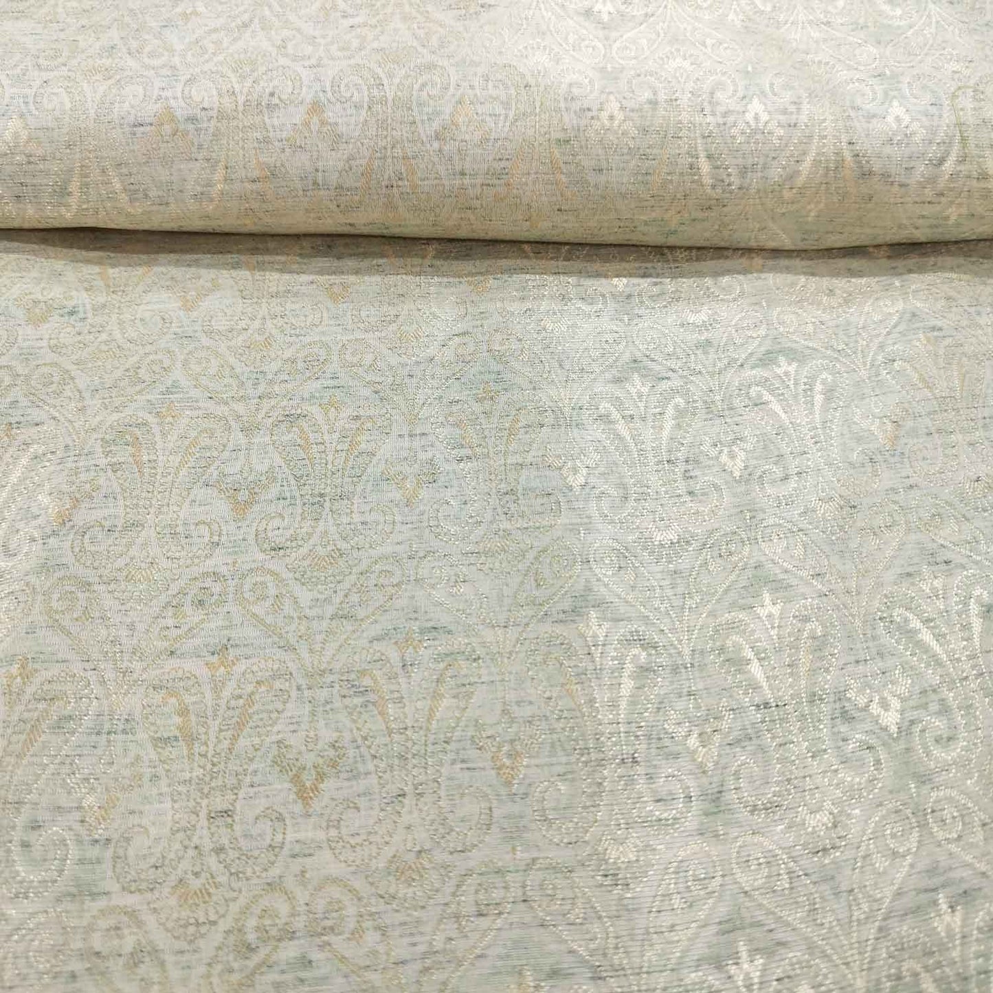 Green Paisley Tanchui Cotton Silk Fabric KR-19665