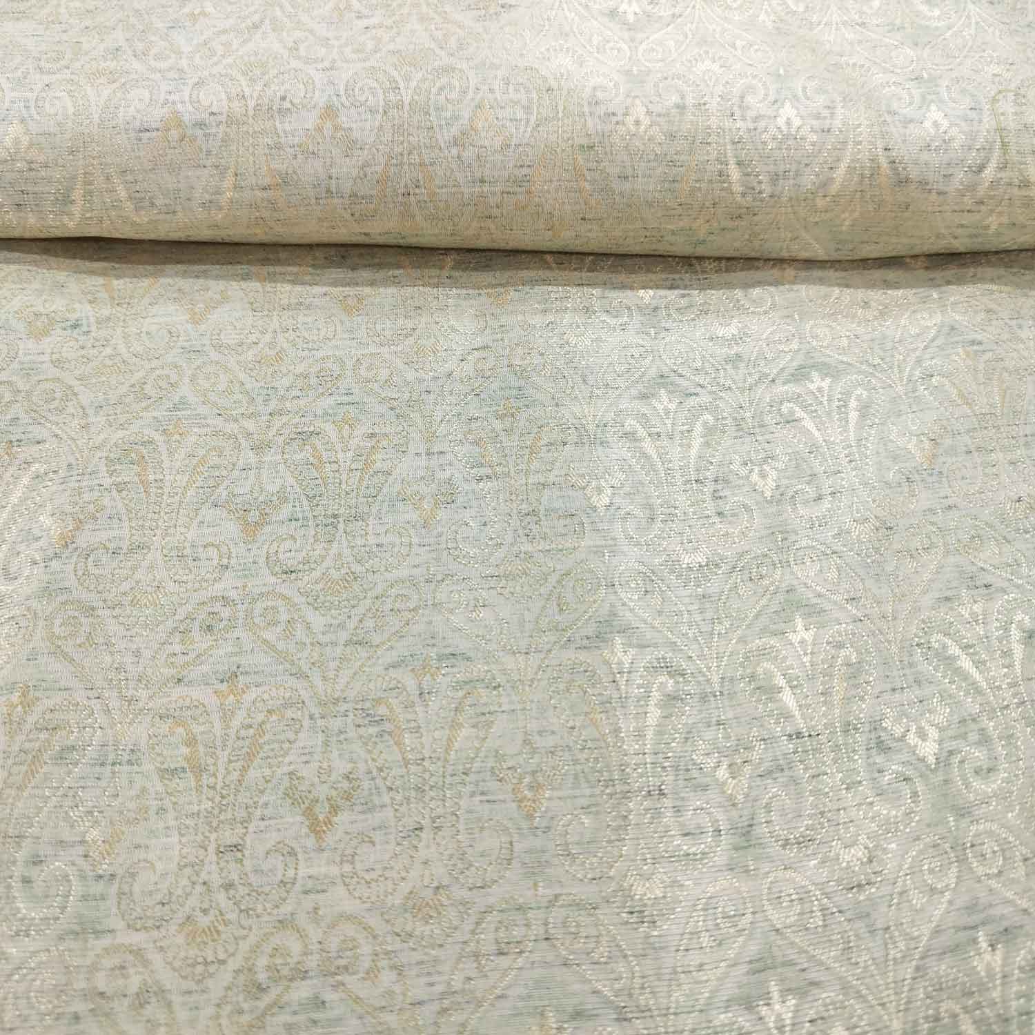 Green Paisley Tanchui Cotton Silk Fabric KR-19665