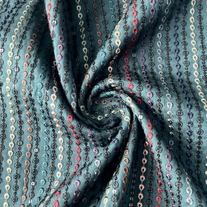 Green Sequin Thread Embroidery Russian Silk Fabric 19683