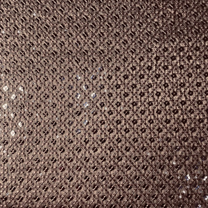 Brown Thread Sequins Embroidery Russian Silk Fabric 19686