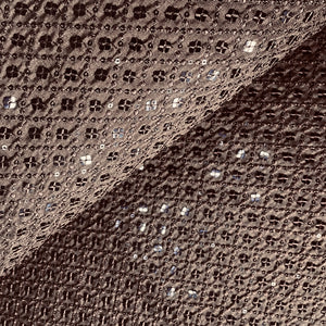 Brown Thread Sequins Embroidery Russian Silk Fabric 19686