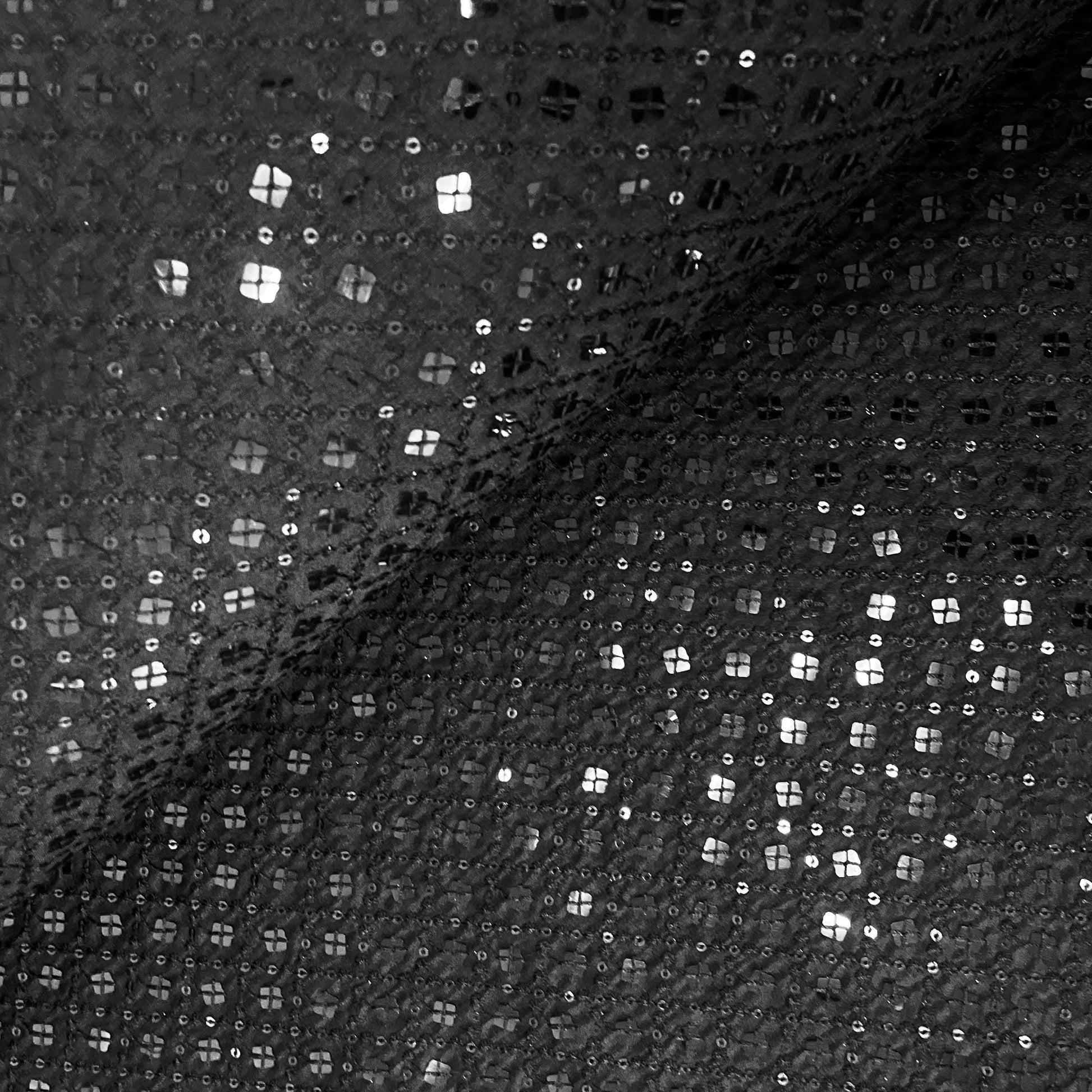 Black Thread Sequins Embroidery Russian Silk Fabric 19688