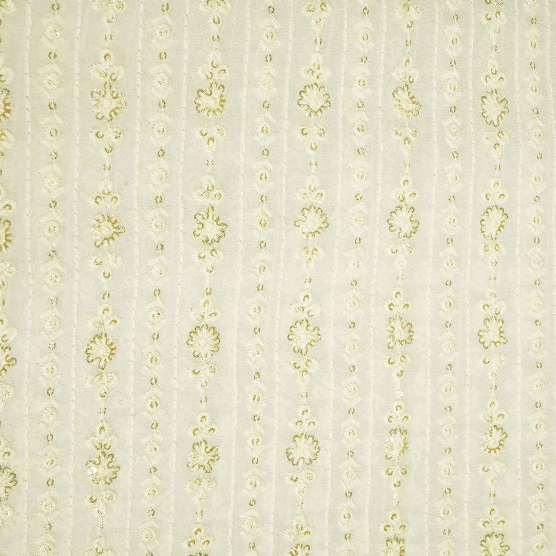 White Chikankari Thread Embroidery Dyeable Georgette Fabric 440 AF-19692  