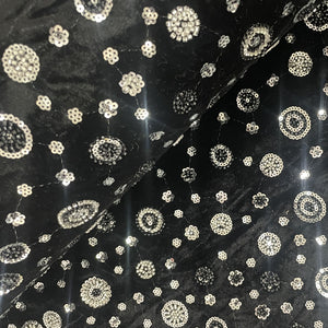 Black Cutdana Sequins Embroidery Valvet Fabric 19704