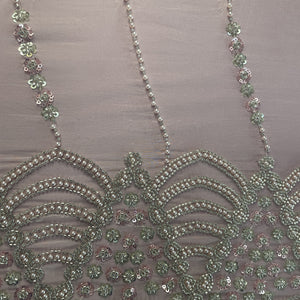 Pink Cutdana Sequins Embroidery Organza Fabric 19709
