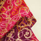 Purple and Pink Bandhani Print Dola Silk Fabric 2078 KT-19767