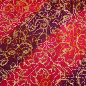 Purple and Pink Bandhani Print Dola Silk Fabric 2078 KT-19767