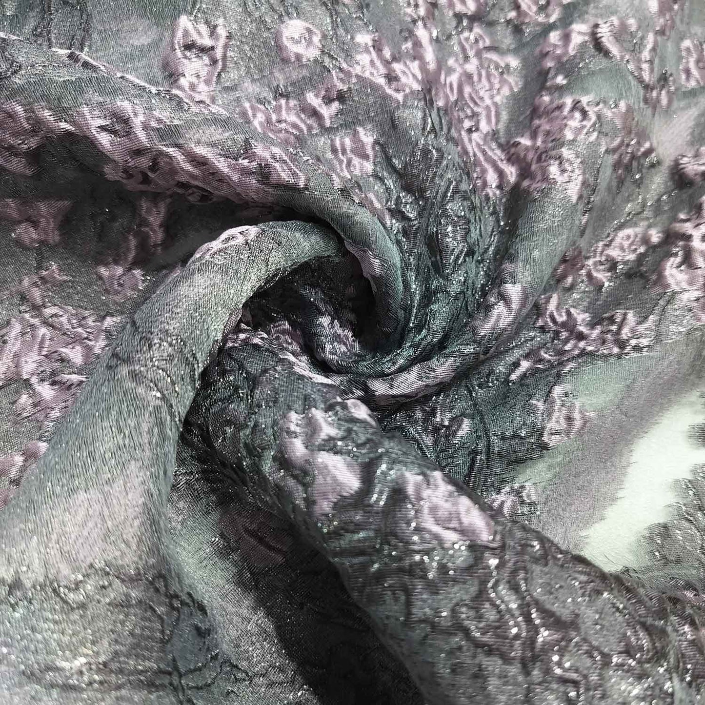 Lavender Floral Print Embosed Organza Tissue Fabric LF-19771