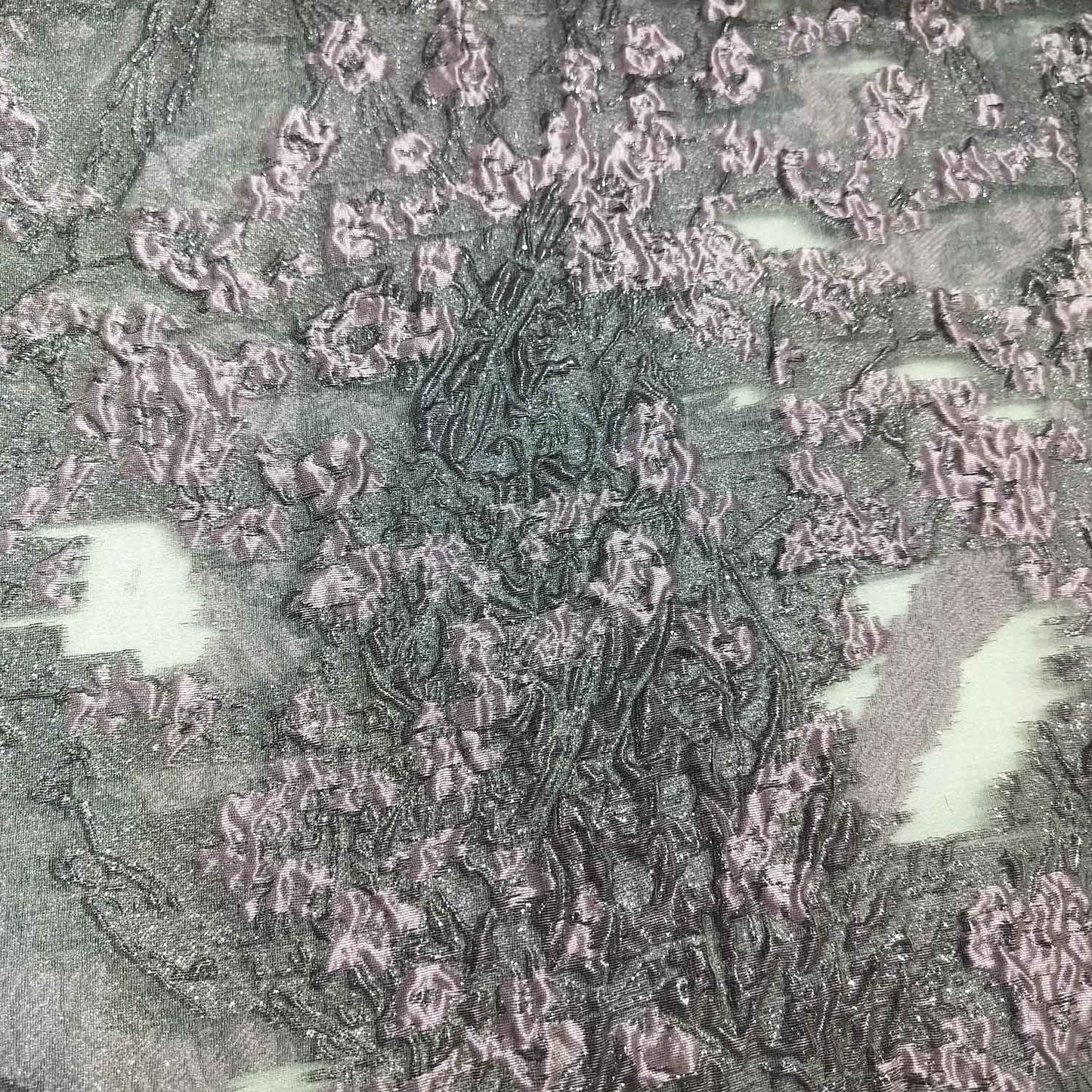 Lavender Floral Print Embosed Organza Tissue Fabric LF-19771