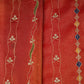 Orange Thread Embroidery Viscose Zari Tissue Fabric 19895