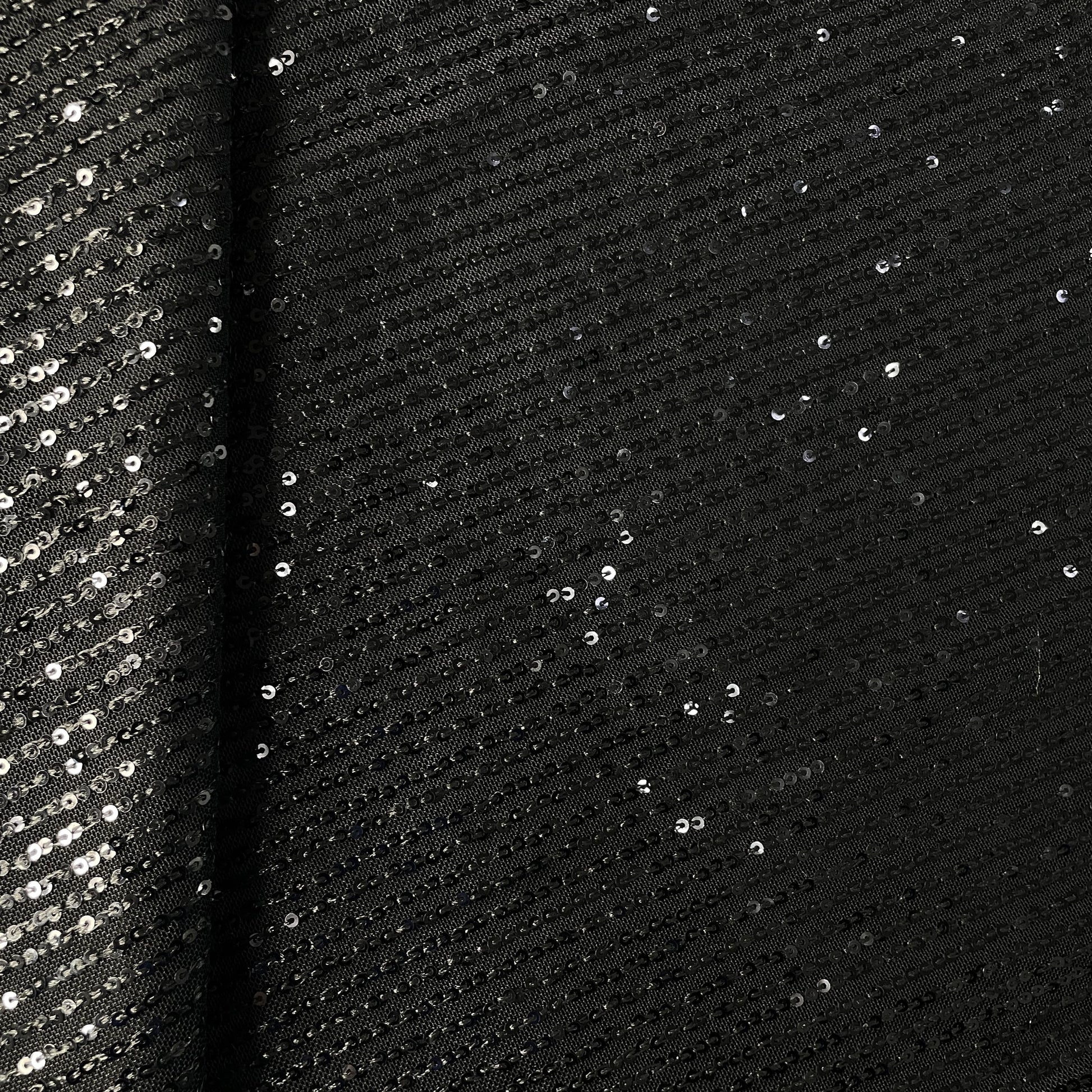 Black Sequins Embroidery Net Fabric 19904