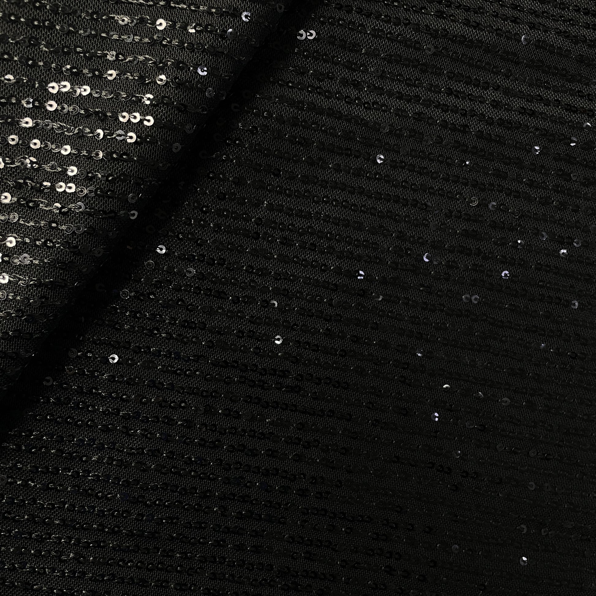 Black Sequins Embroidery Net Fabric 19904