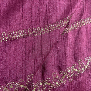 Brick Red Zari Embroidery Dupian Silk Fabric 19905