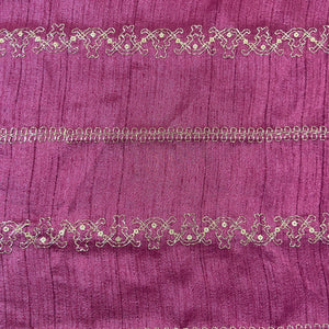 Brick Red Zari Embroidery Dupian Silk Fabric 19905