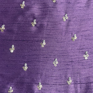 Purple Sequins Embroidery Dupion Silk Fabric 19908